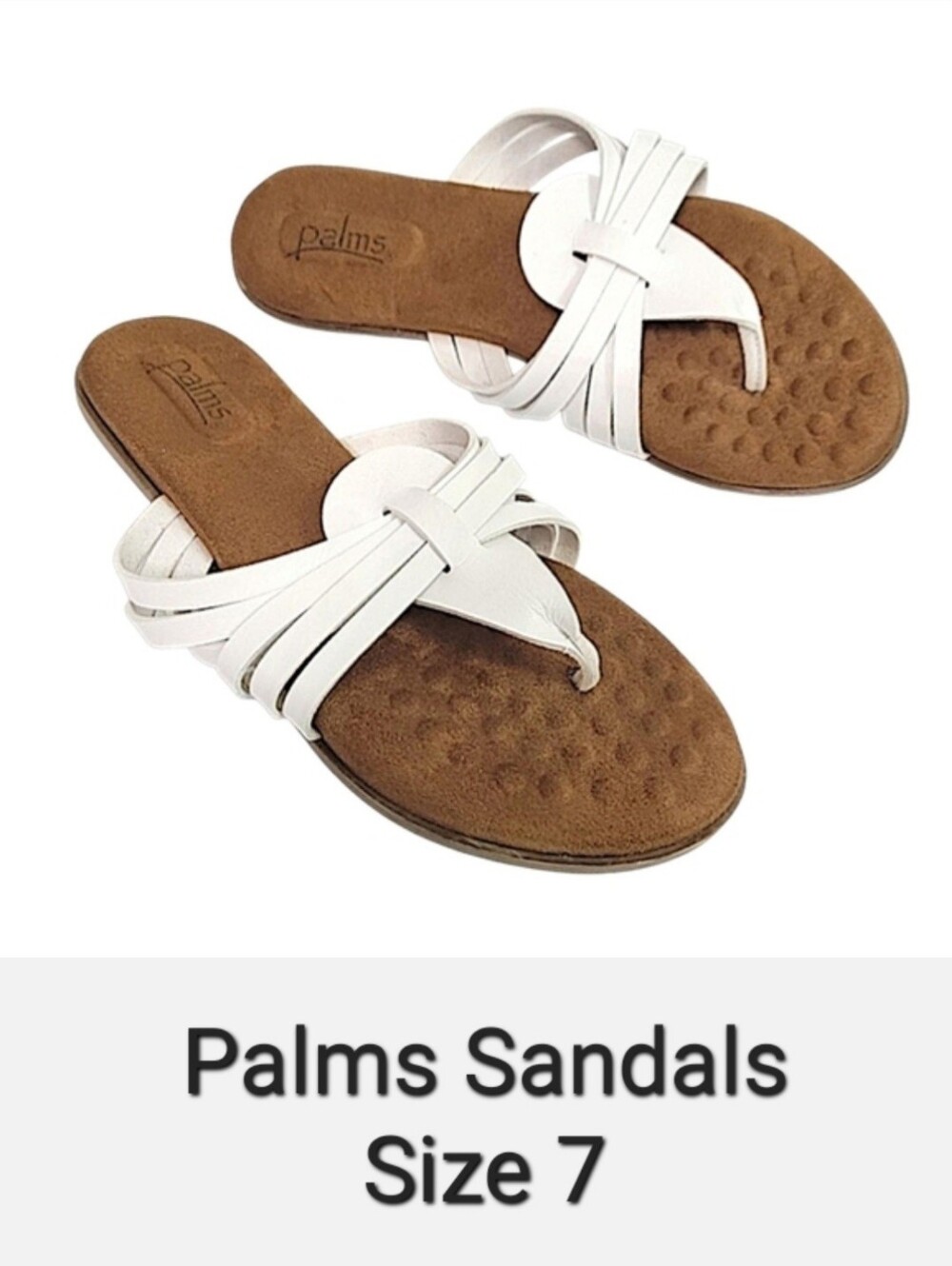 Palms White Toe-Post Thong Sandals Size 7